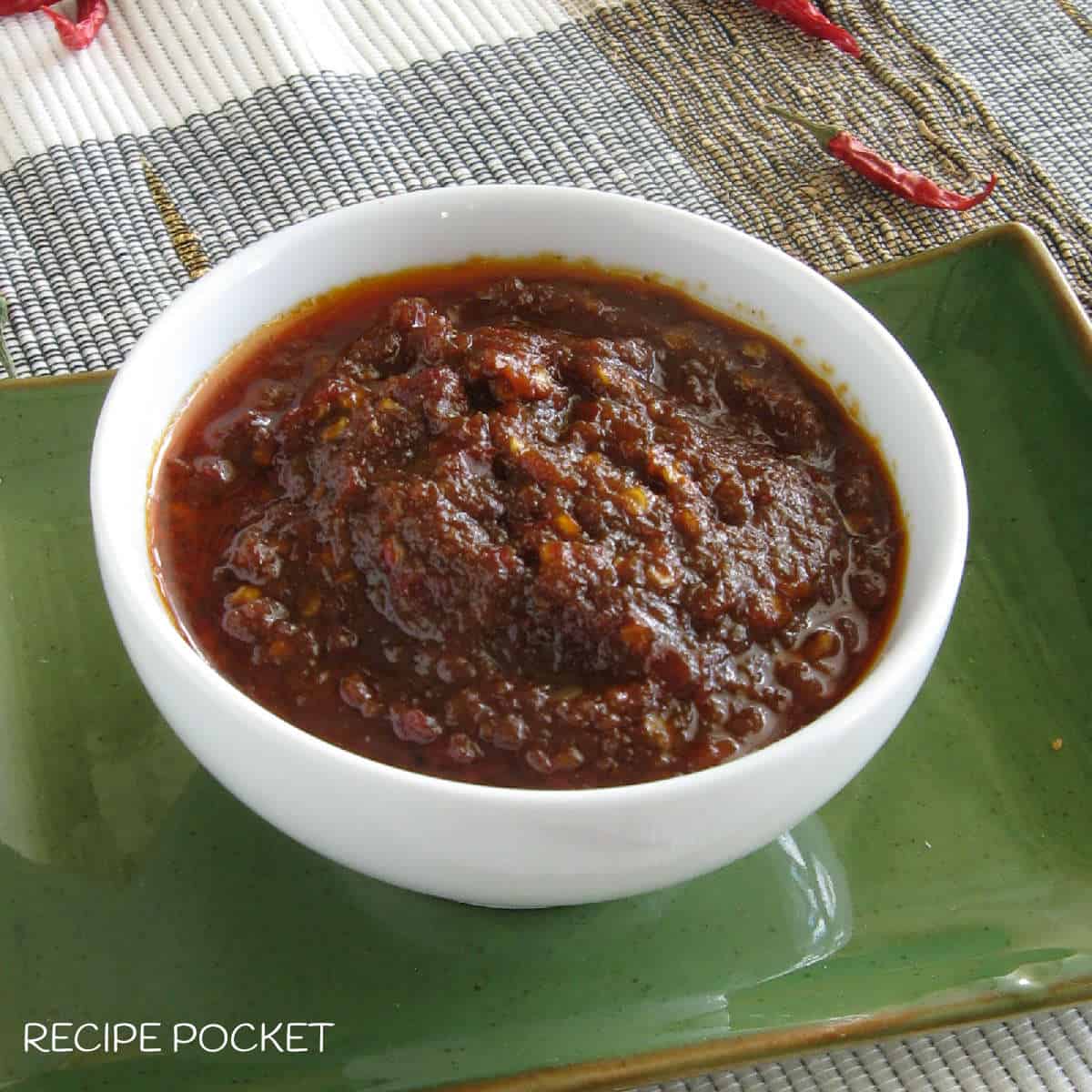 A small bowl of sambal blachan.