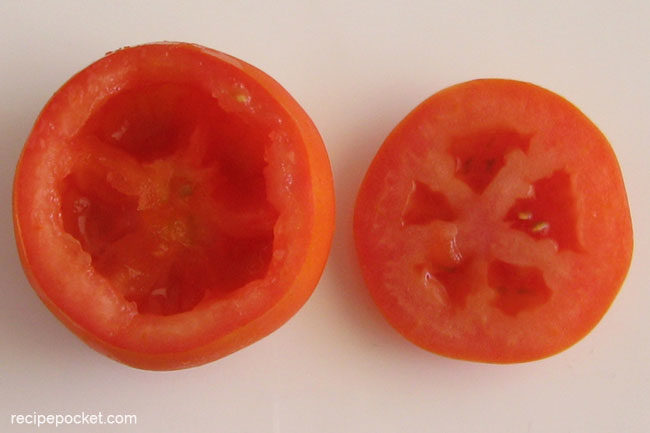Scooped out tomato.