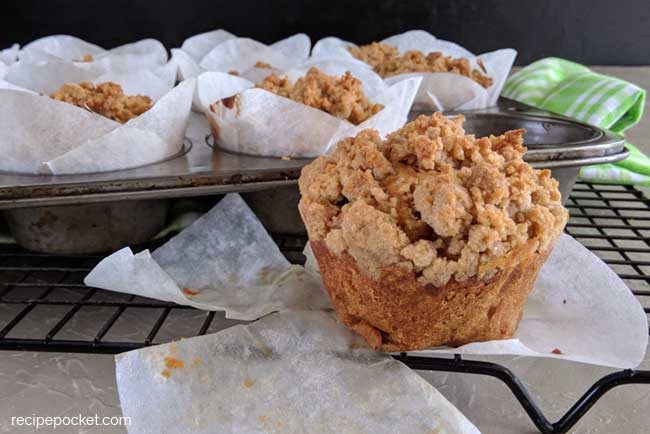 Muffin on a cake rack.