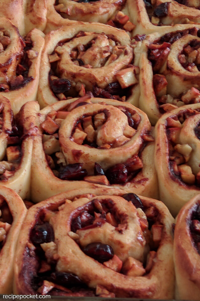 Baked apple cinnamon bus brushed with butter