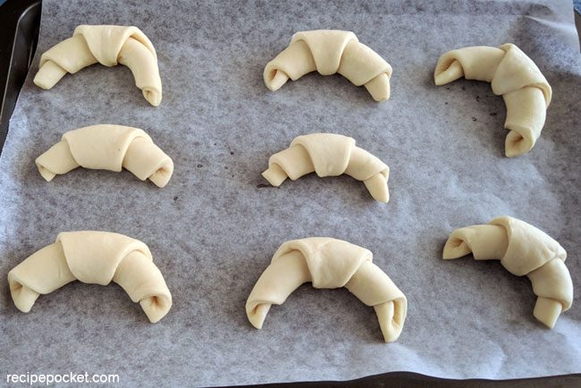 Crescent rolls ready for baking.