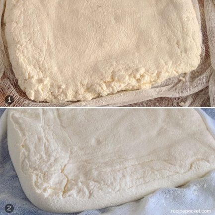 Comparison of paneer cheese, crumbly and smooth.