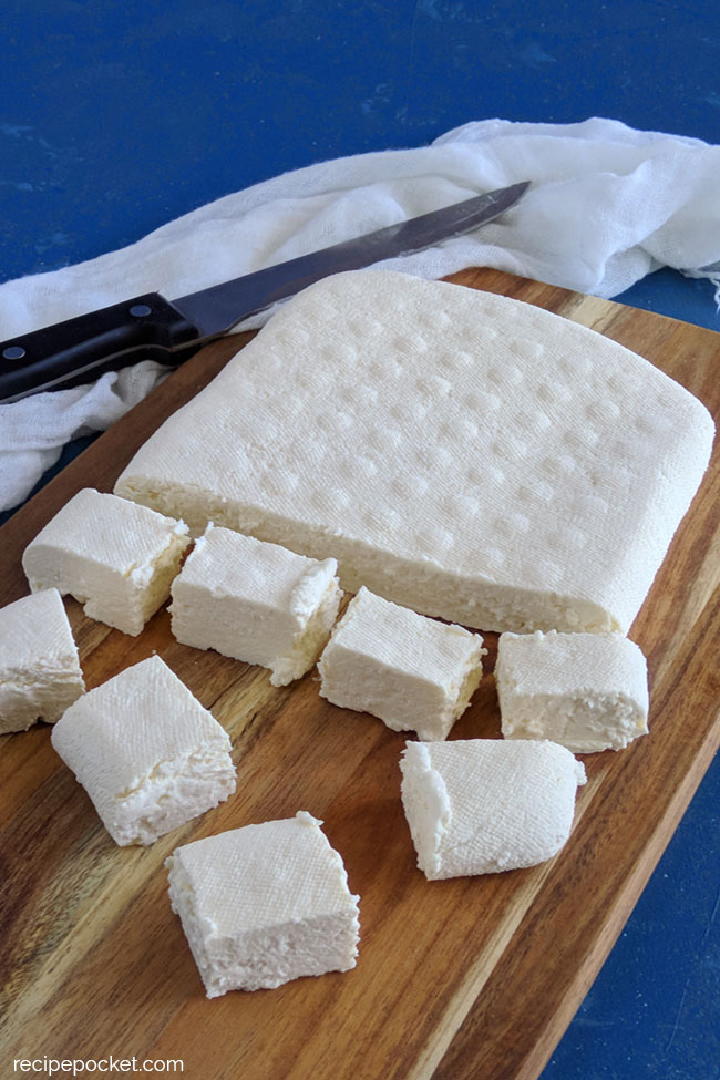 Making paneer at home.
