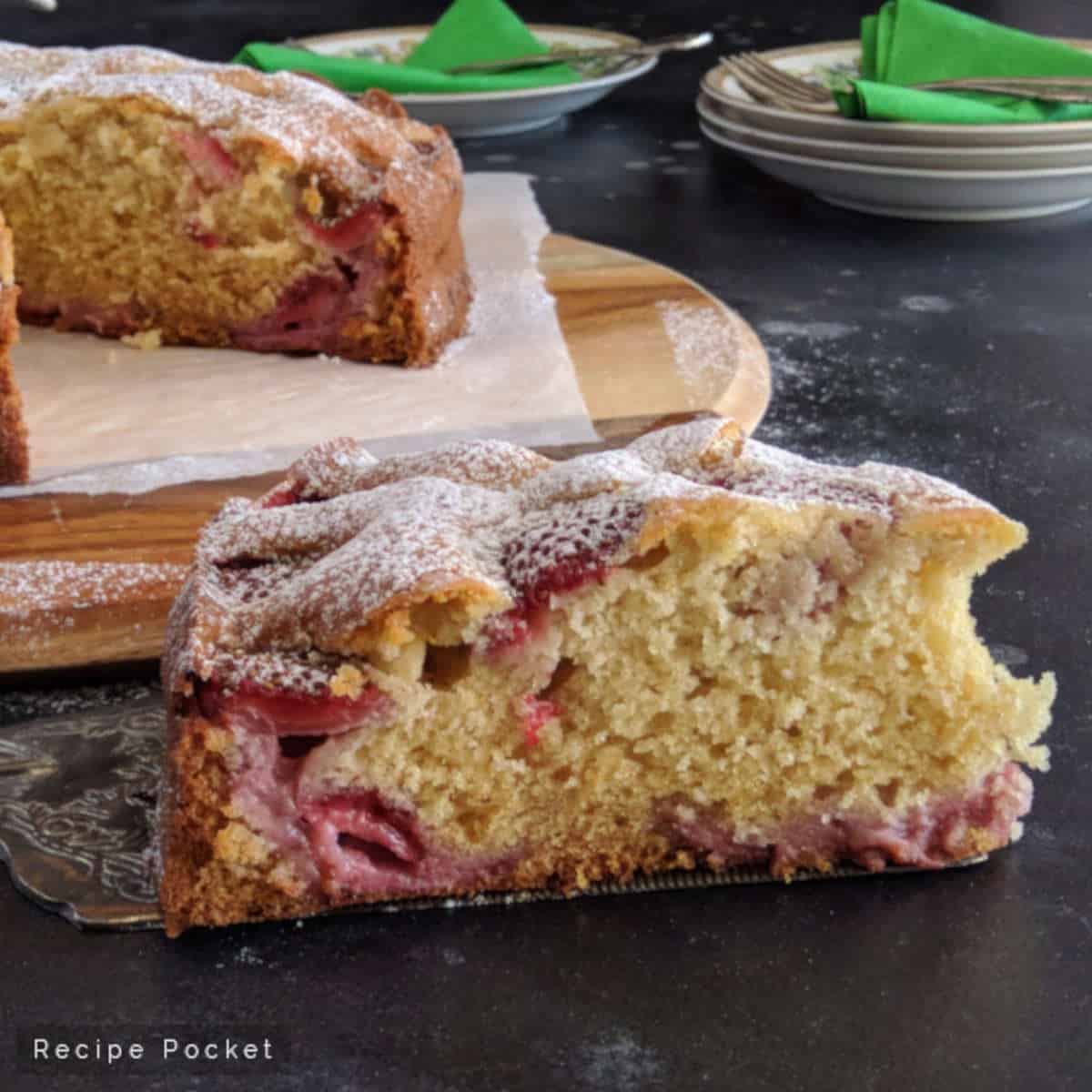 A slice of strawberry cake.