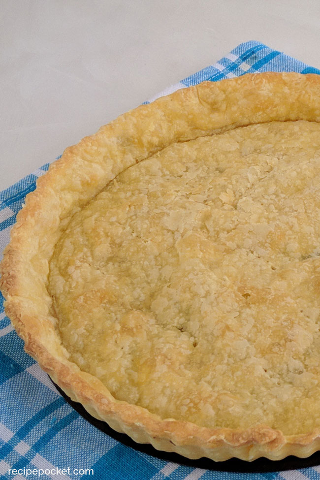 How to make shortcrust pastry. Closeup of just baked pastry case.