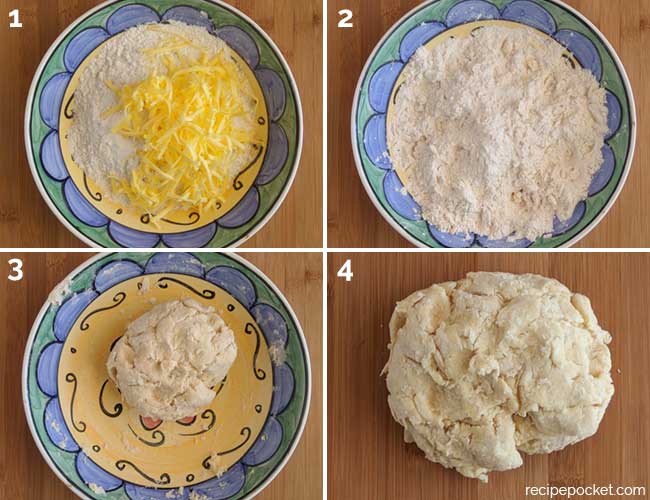 Making rough puff pastry step -by step images 1 - 4.