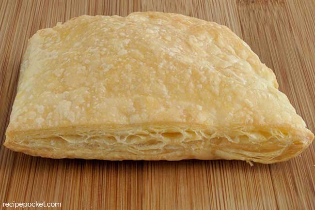 Image showing a cooked piece of homemade rough puff pastry.