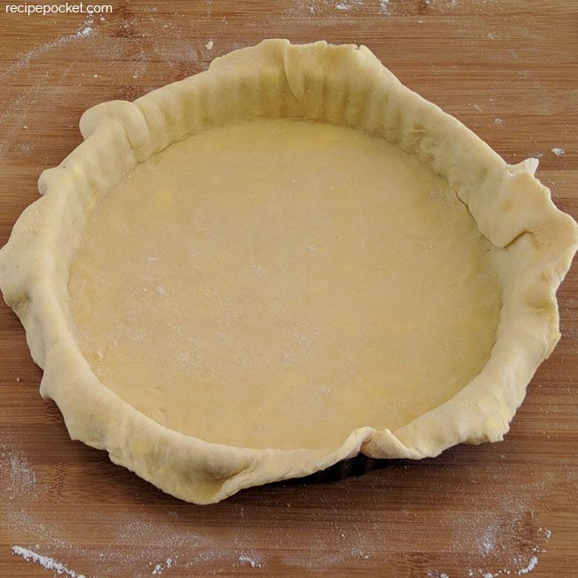 Image showing shortcrust pastry pressed into flan tin.