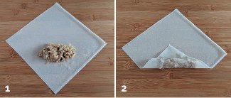 Step 1 -2 rolling spring roll wrappers