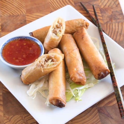 Pork spring rolls.