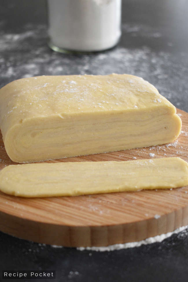 Image showing lamination of homemade rough puff pastry.