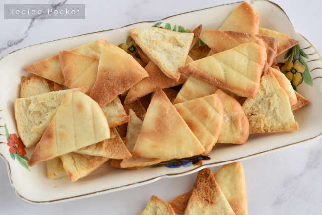 Homemade pita chips from scratch.