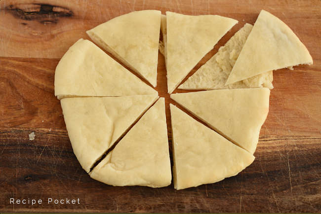 Pita bread cut into triangles