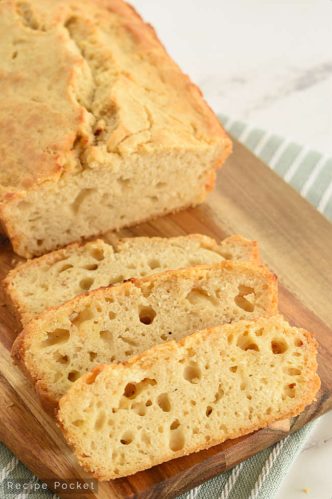 Cooked loaf of bread from the easy beer bread recipe.