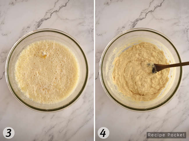 Image showing steps 3 & 4 for aking beer bread.
