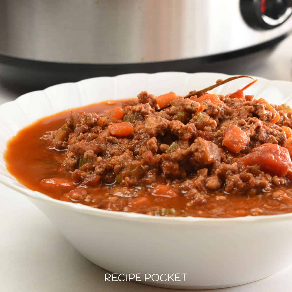 Pork ragu in a serving bowl.