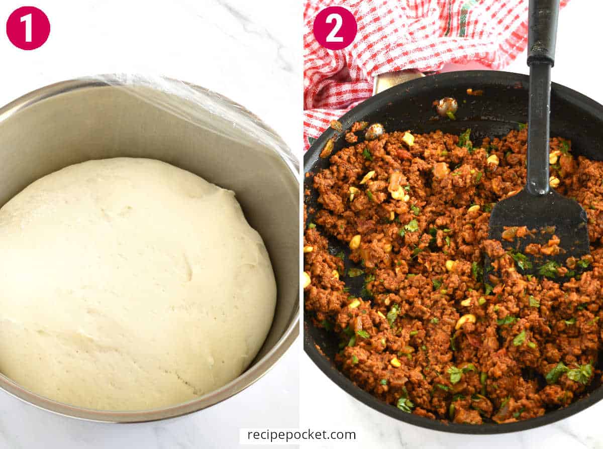 Image showing pide dough and ground lamb filling.