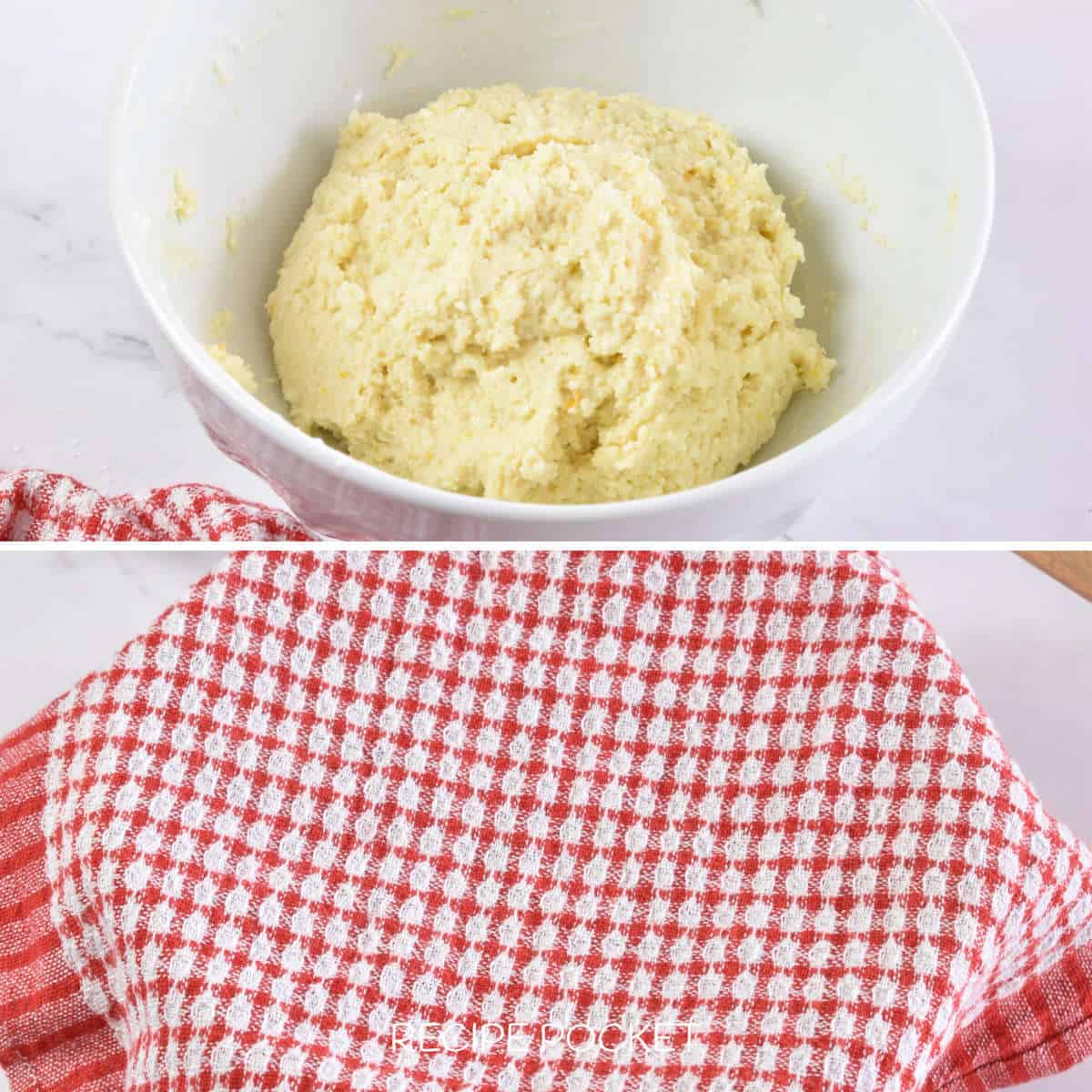 Papanasi dough in a bowl.