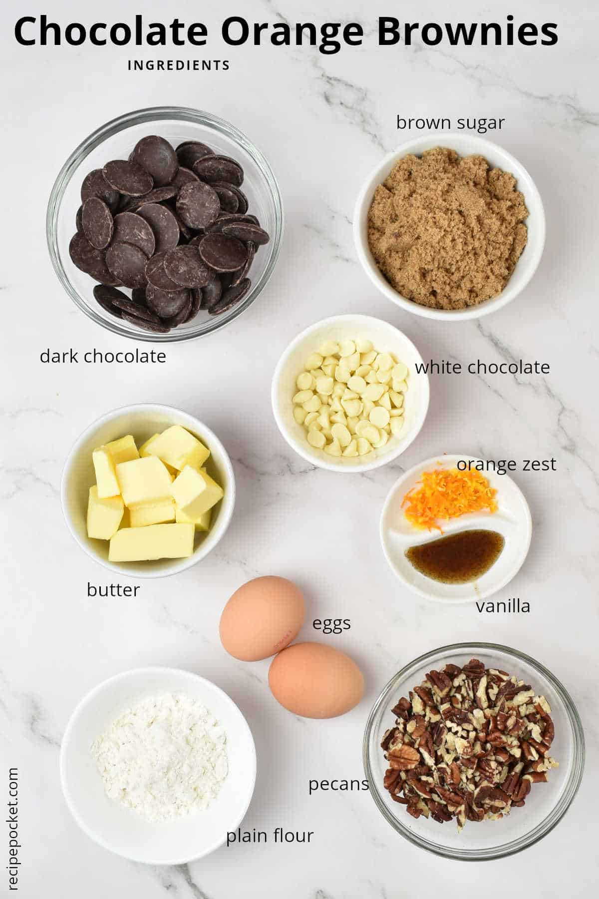 Image showing ingredients need to make chocolate orange brownies.