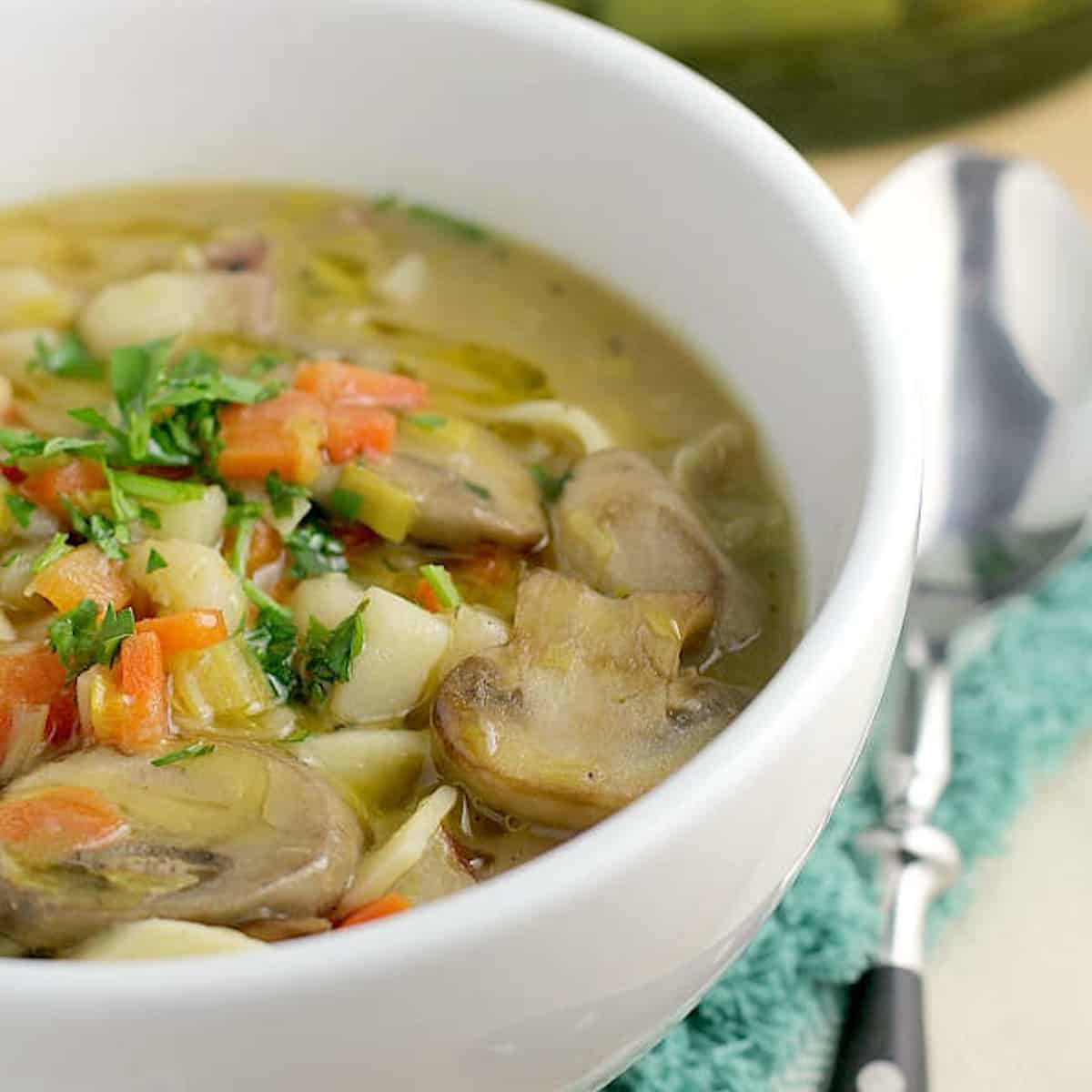Potato soup with mushrooms.