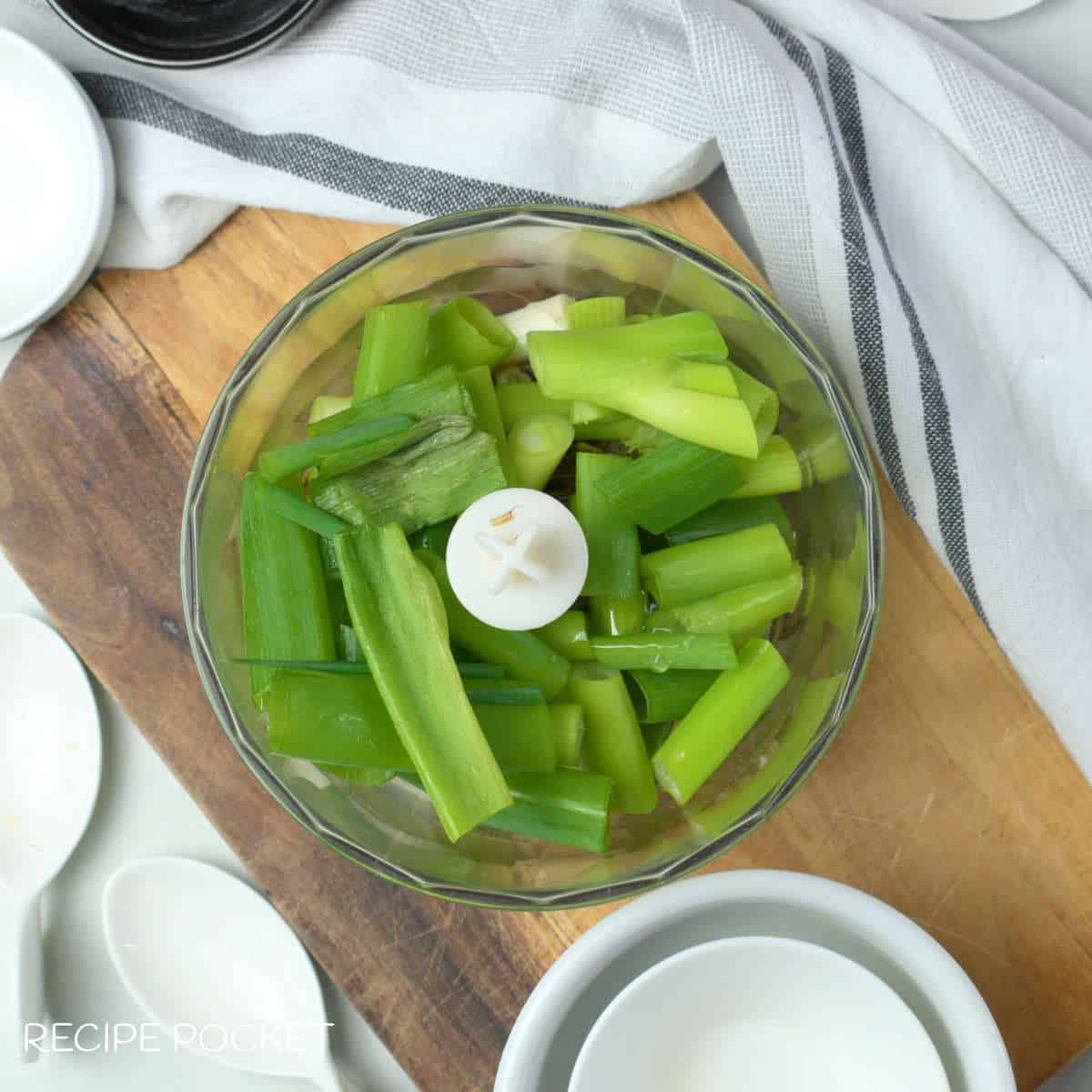 Ingredients in a food processor.