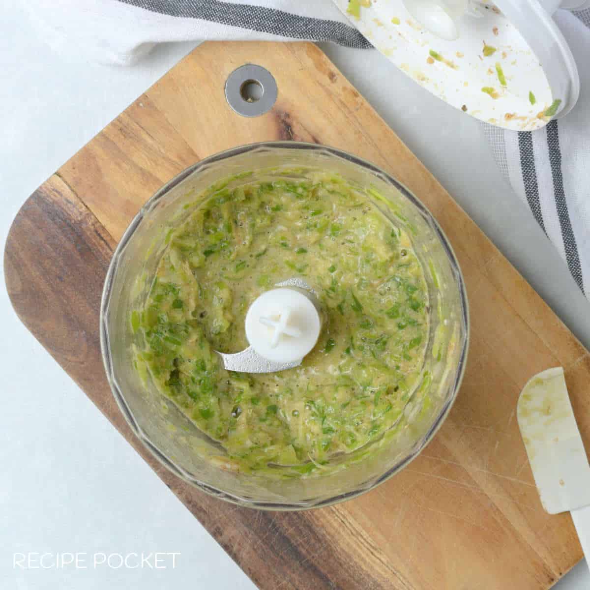 Vegetable puree in a food processor.