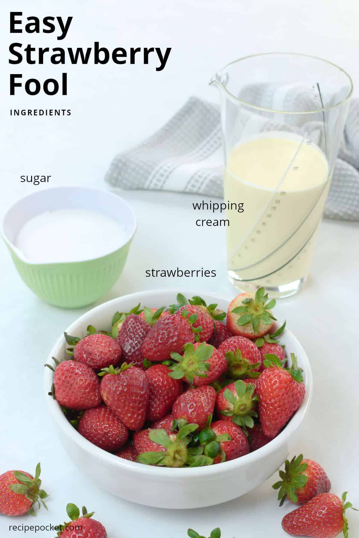 Image showing ingredients needed to make a strawberry fool..