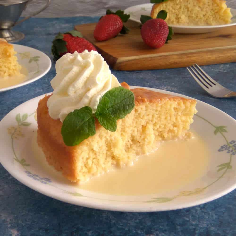 A cake with whipped cream.