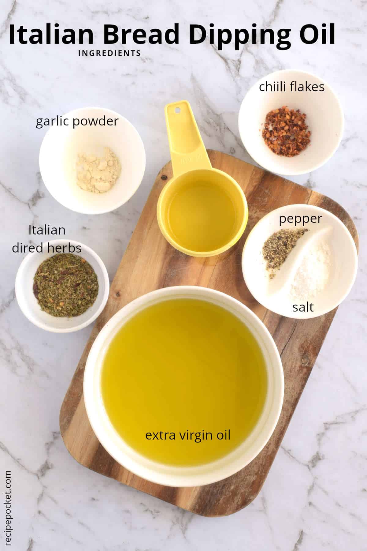 Ingredients for brad dipping oil.