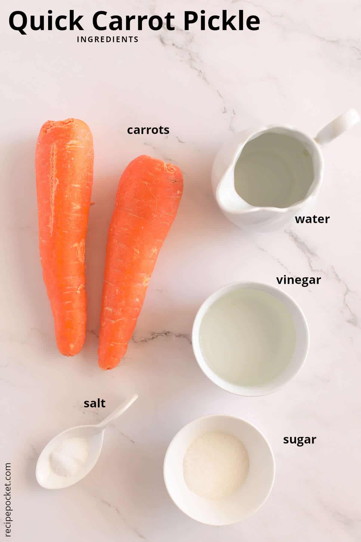Image showing ingredients needed to make carrot pickle.