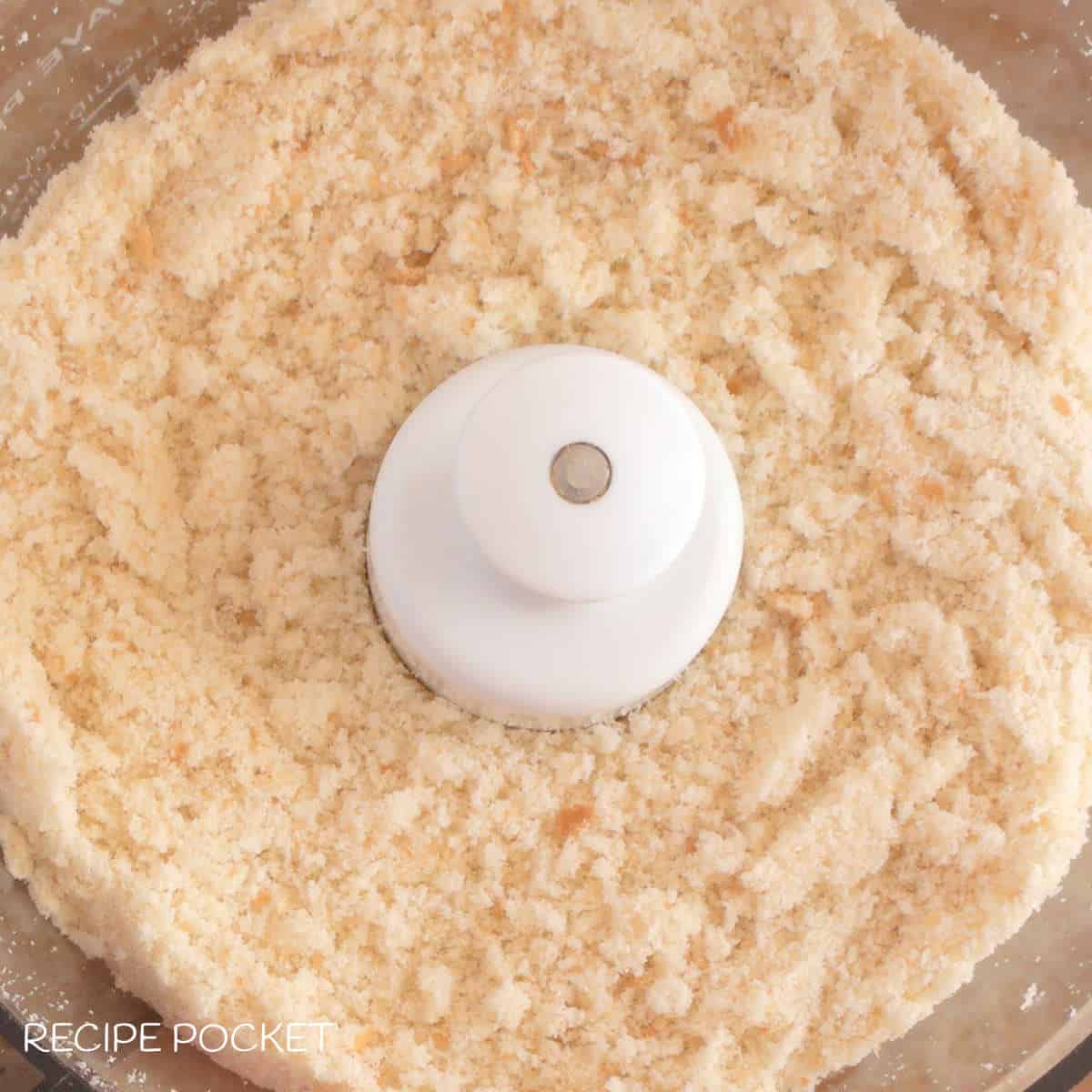 Bread made into fine crumbs with a food processor.