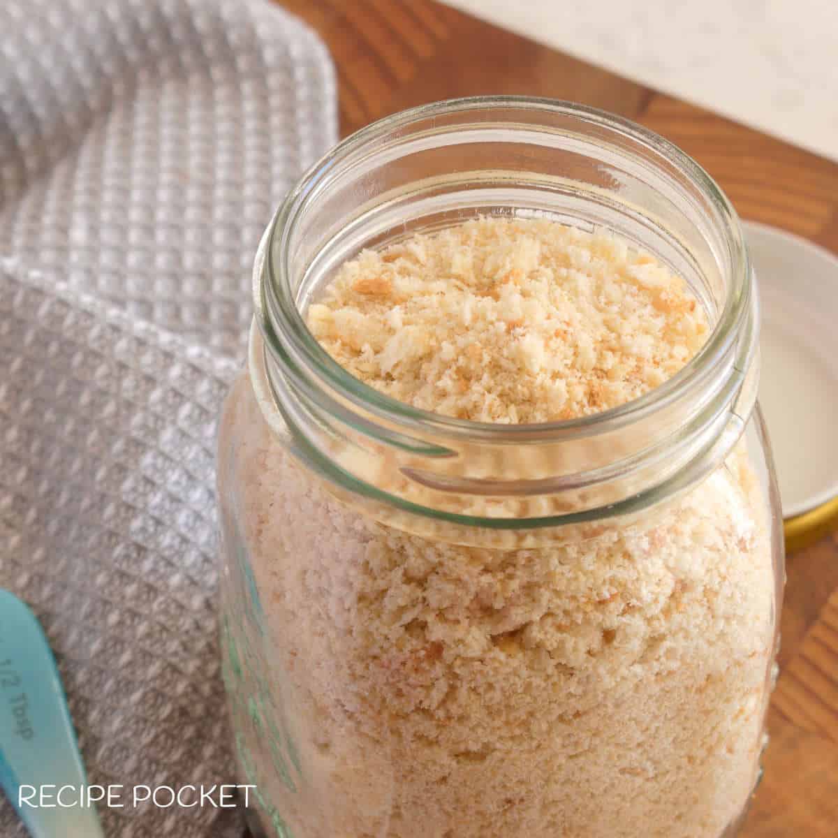 Bread crumbs in a jar.