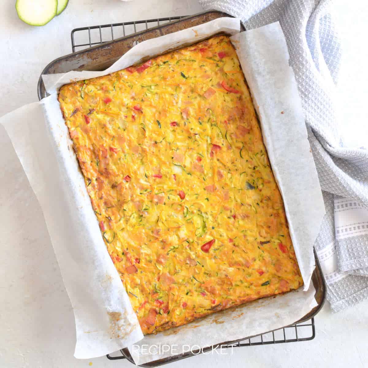 A baked zucchini and carrot slice.