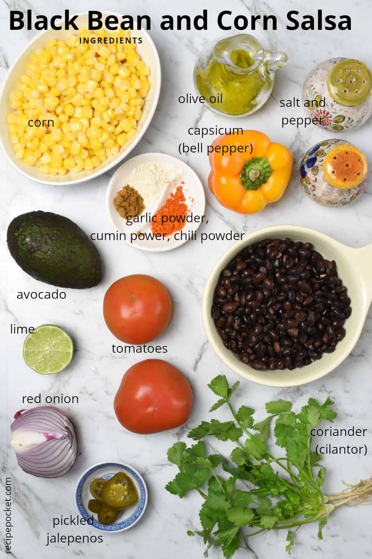 Image showing ingredients to for black bean corn salsa.