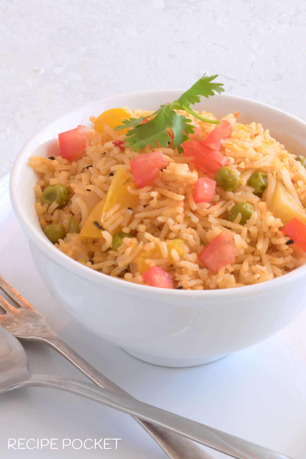 Fourty five degree angle photo of rice in a bowl.
