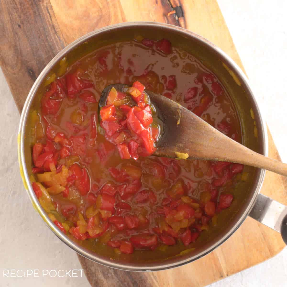 Cooked down relish sauce.