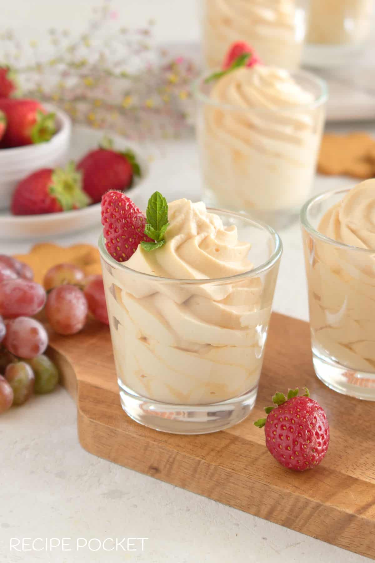 Whipped cream desserts in a glass.
