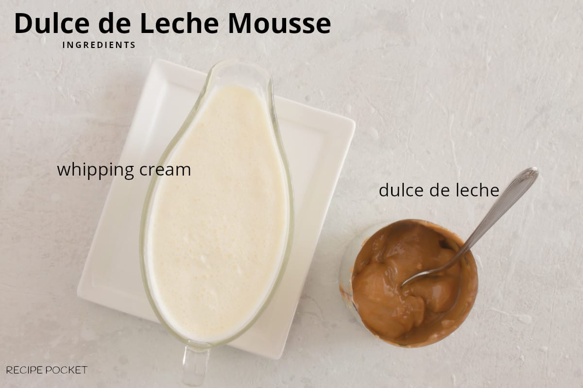 Ingredients image for caramel mousse.