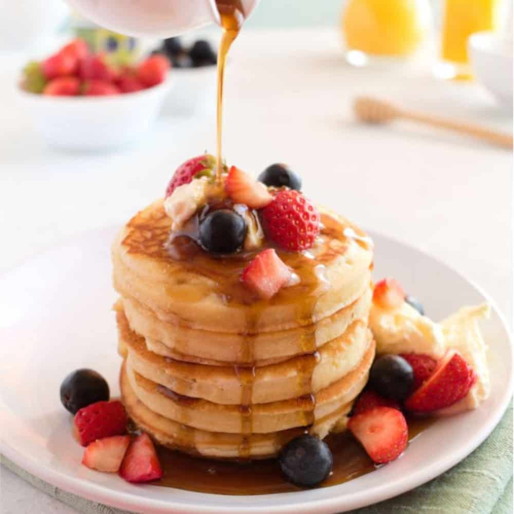Mochi pancakes with syrup.