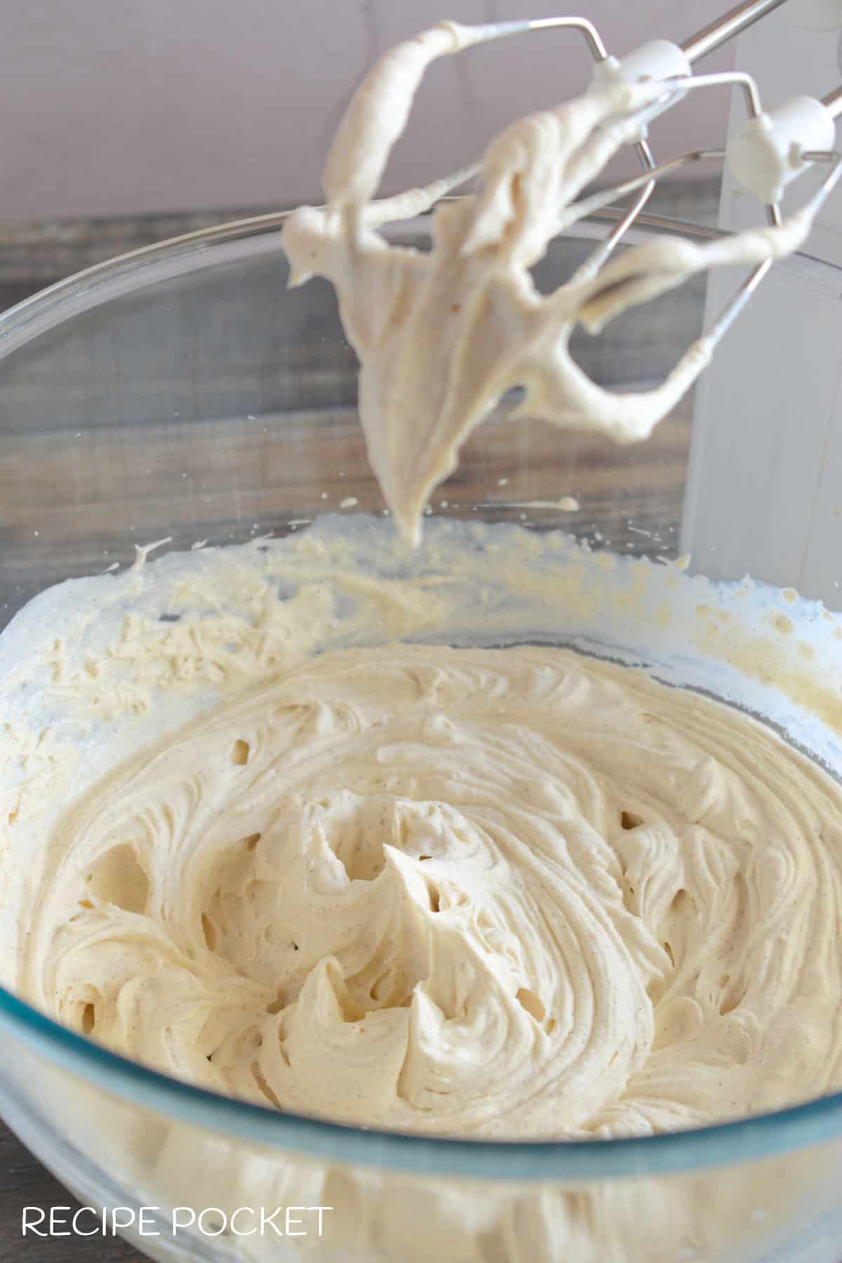 Whipped cream in bowl.