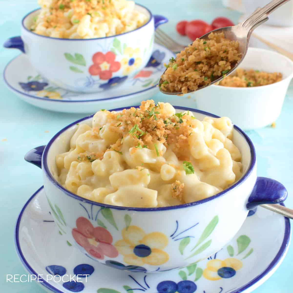 Feature image for mac and cheese without milk.