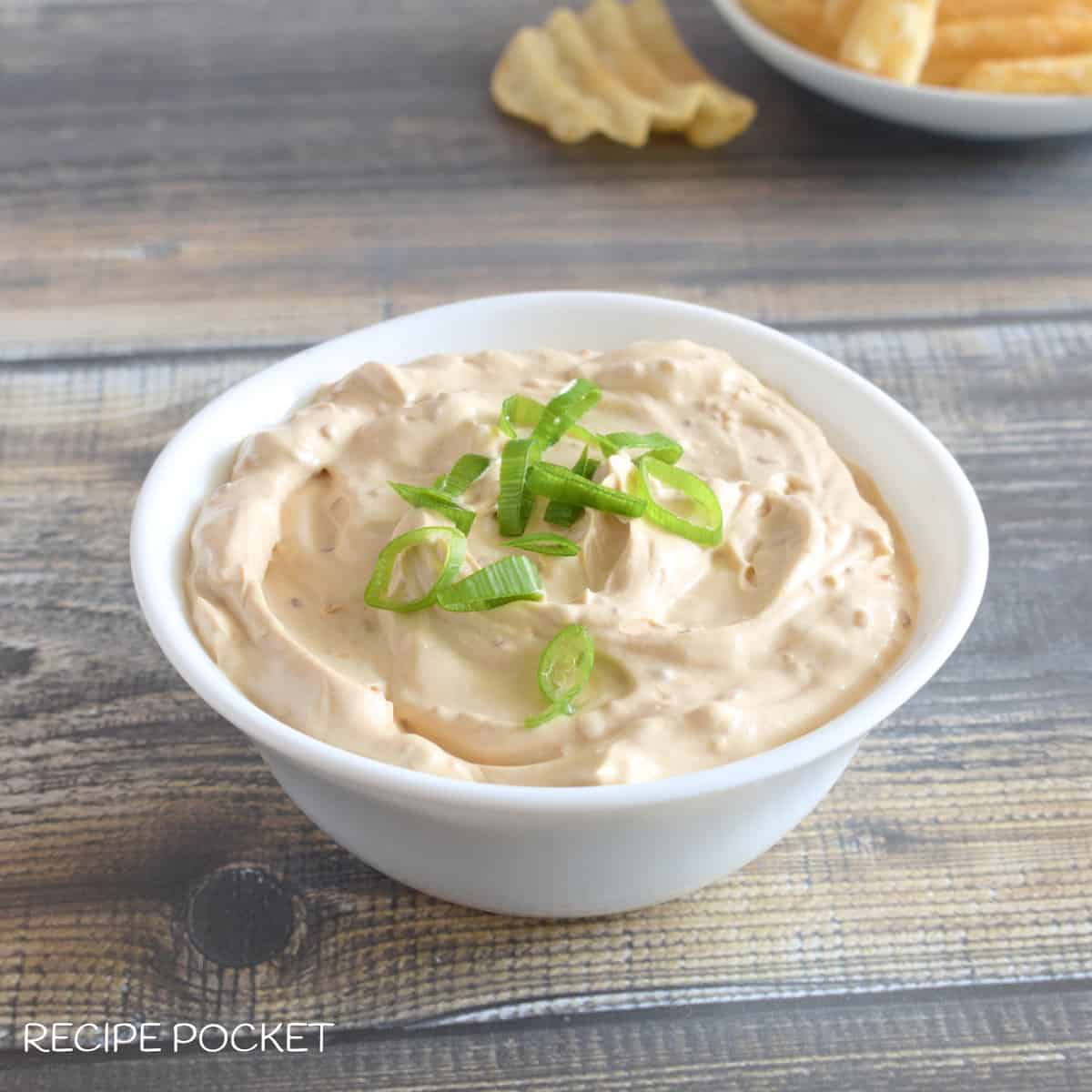 Dip in a white bowl.