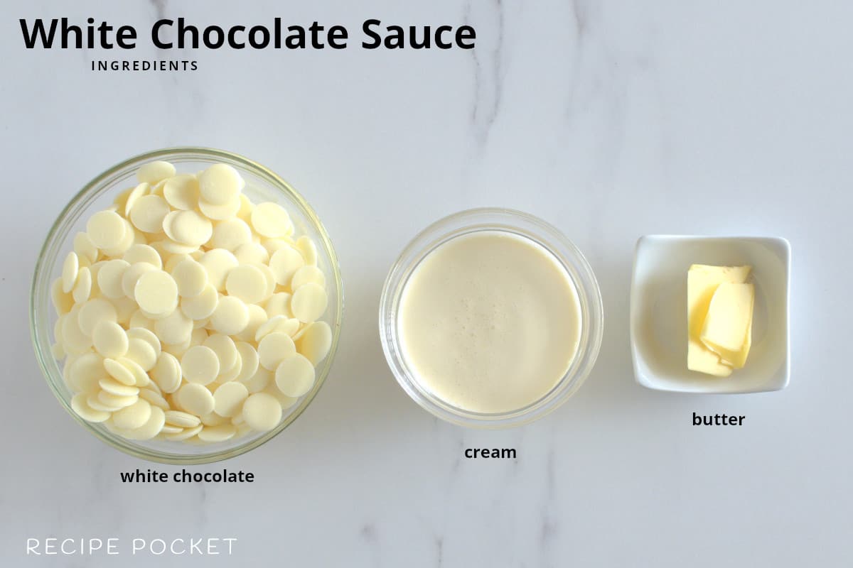 Ingredients needed to make chocolate sauce.
