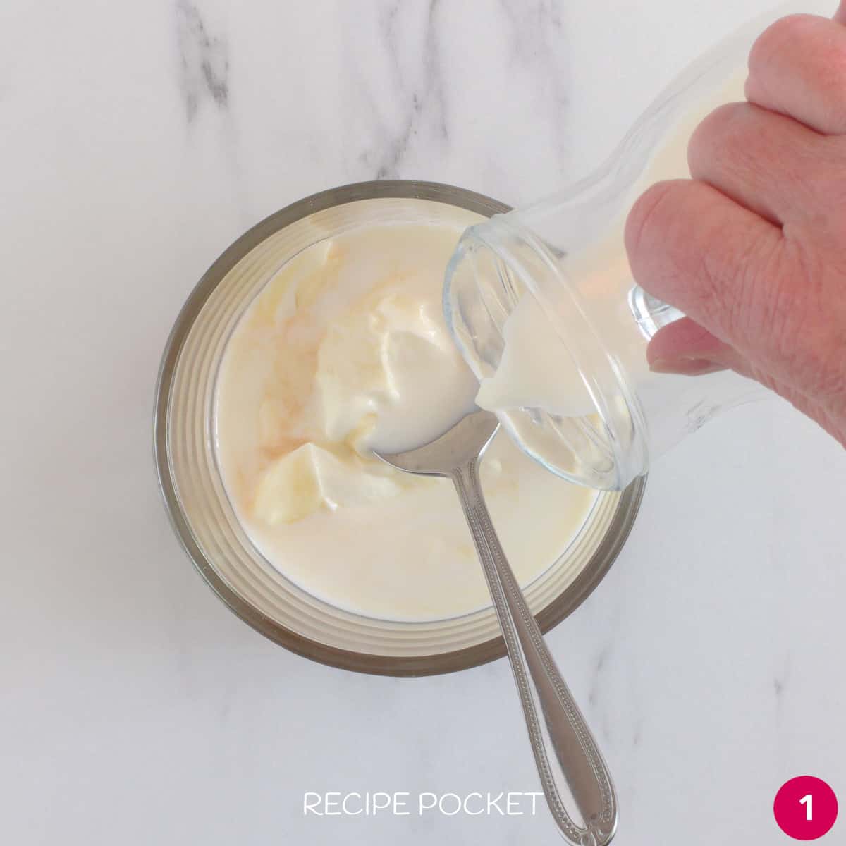 Milk and yogurt in a bowl.