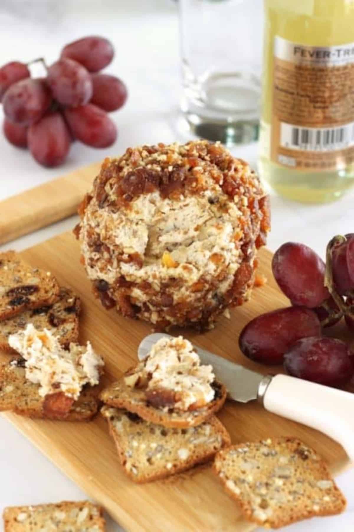 Pecan crusted cheeseball.