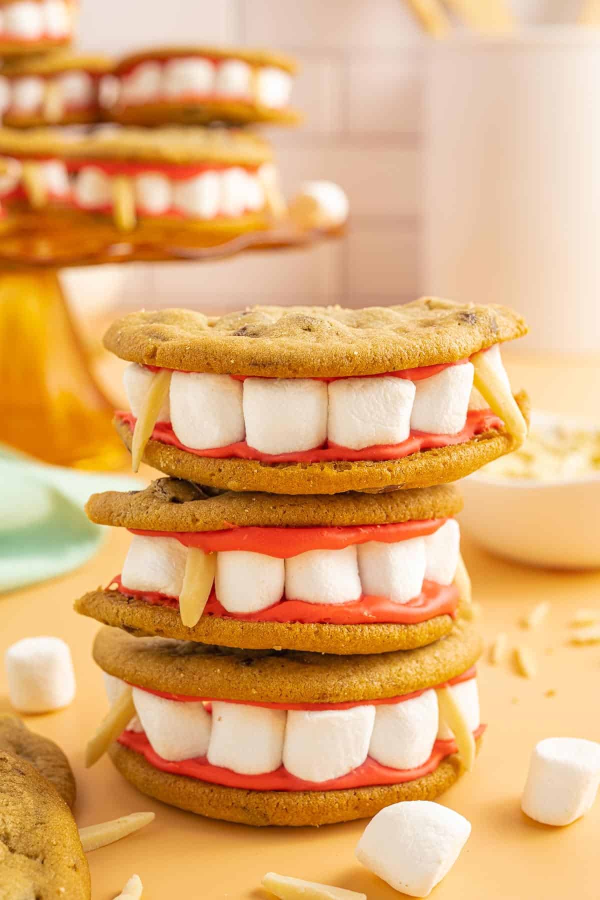 Halloween cookies that look like teeth.