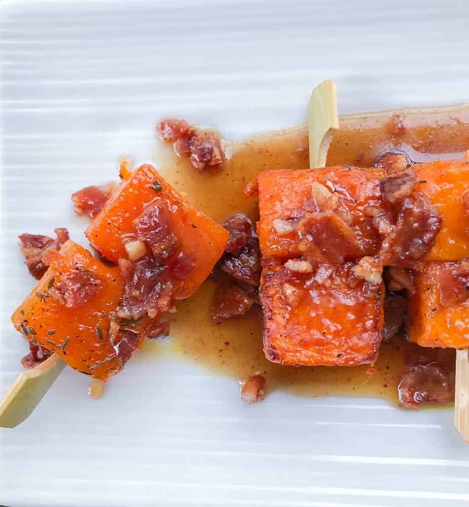 Maple bacon skewer appetizers.