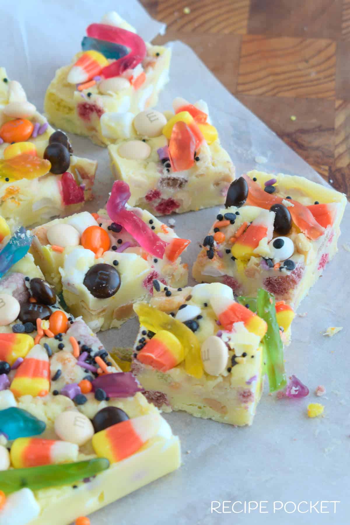 Cut piece of Halloween rocky road.