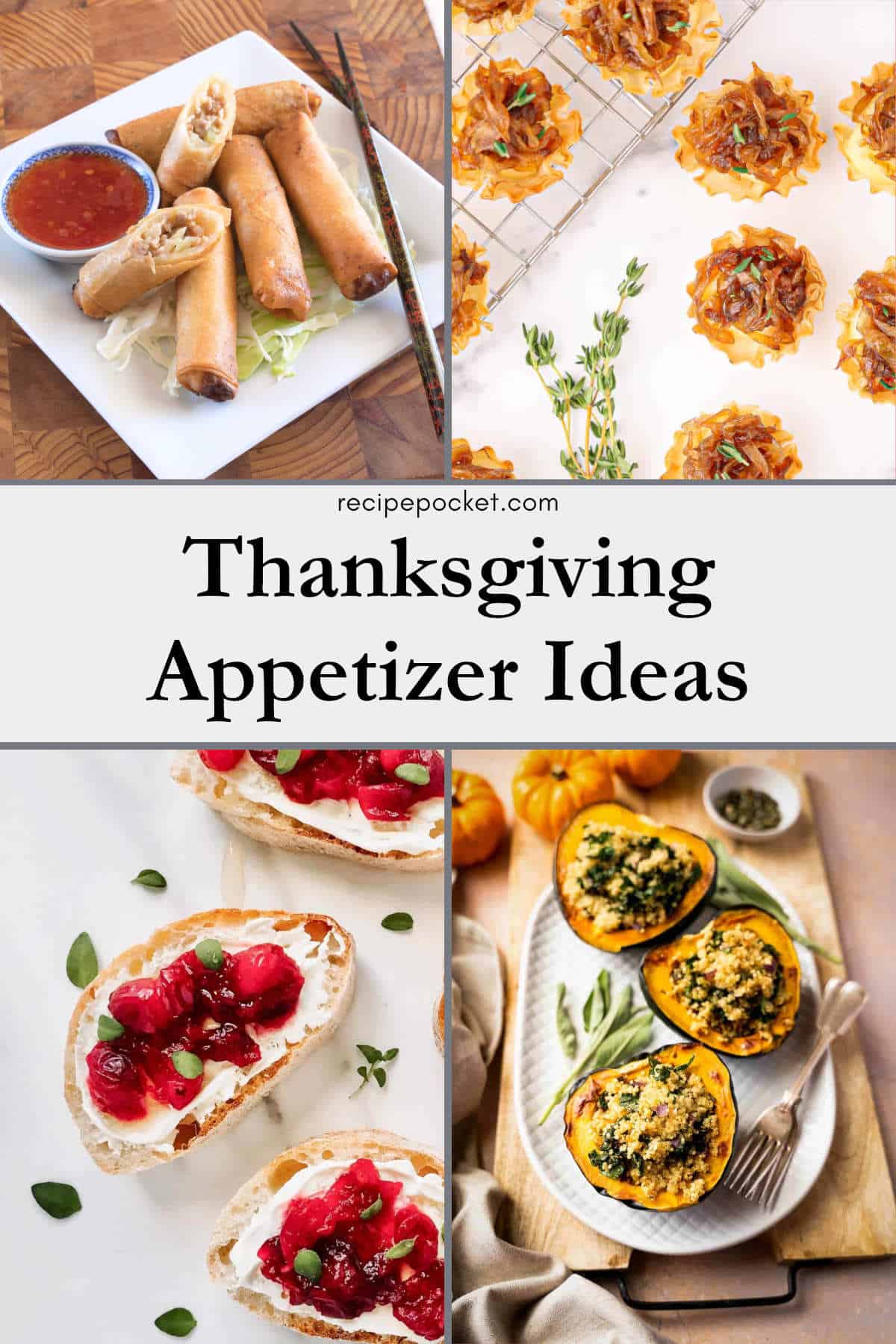 Image collage of Thanksgiving appetizers ideas.