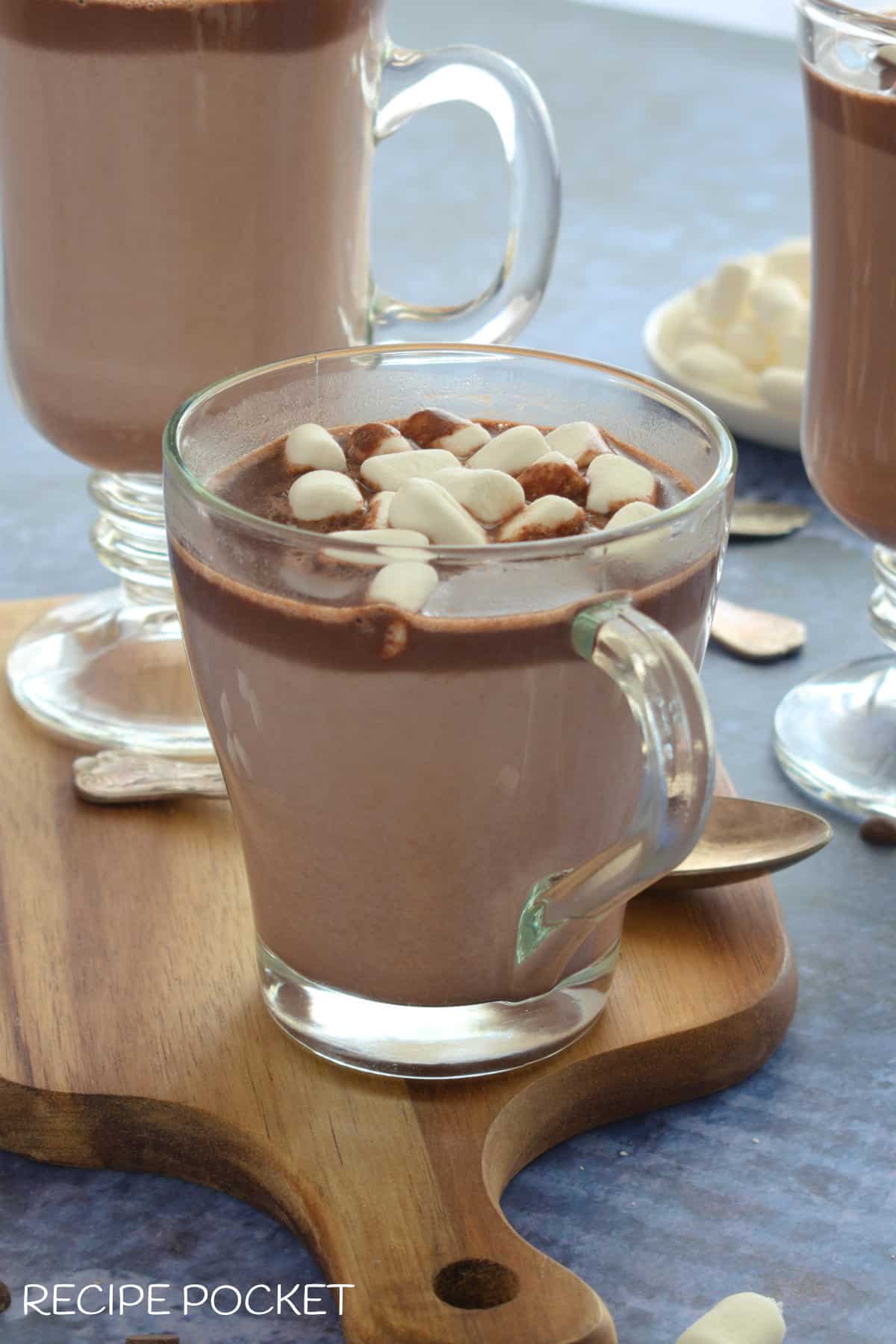 A mug of hot chocolate.